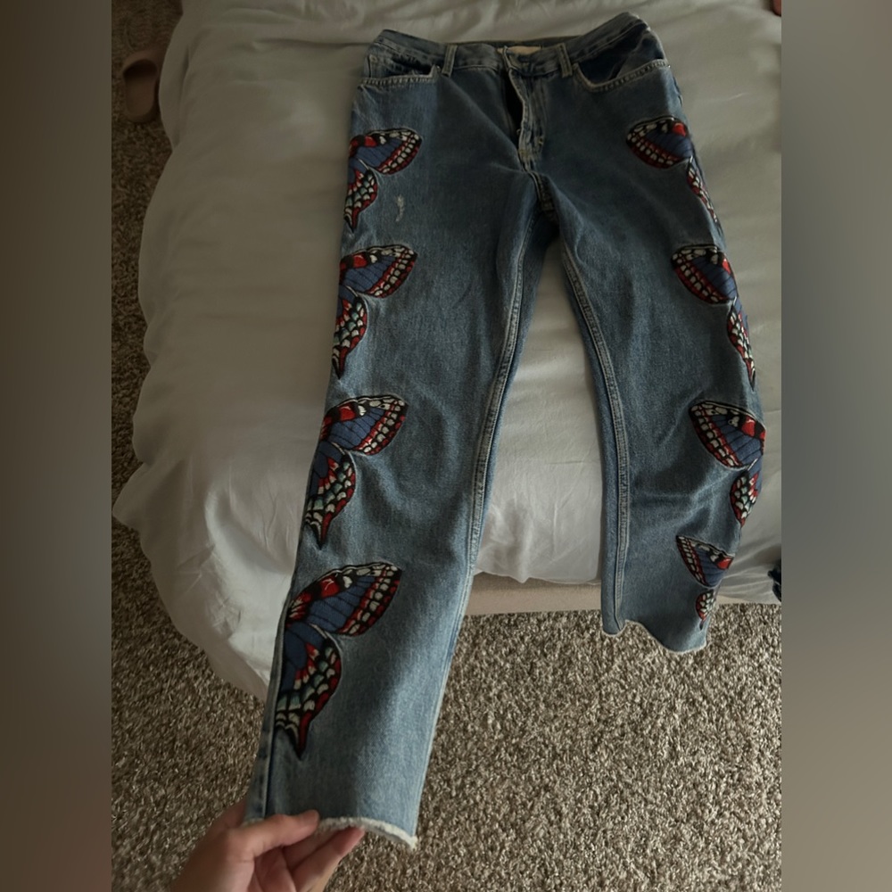Maje Jeans with butterflies on the sides